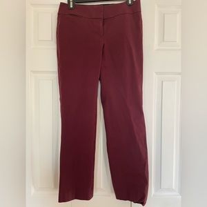 Maroon dress, pants loft, Julie straight leg, size 2p